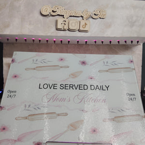 11x15.5 Love Served Daily Glass Cutting Board